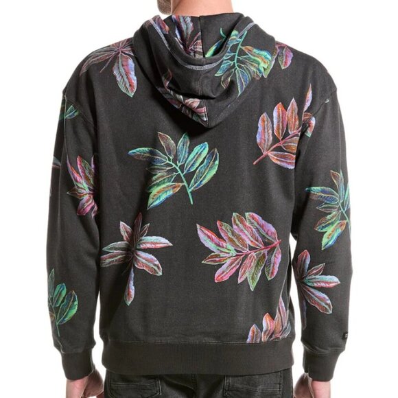 Scotch Soda Twisted Hoodie Sweater Mens Black Pullover Floral Tropical Soft - Picture 4 of 9